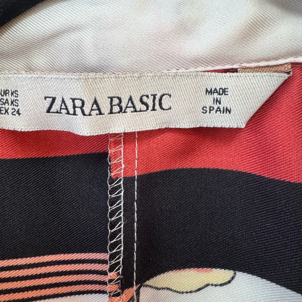 Zara Basic Red And Black Patterned Top - image 5